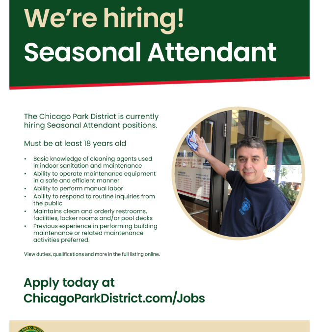 Chicago Park District Hiring Seasonal Attendants