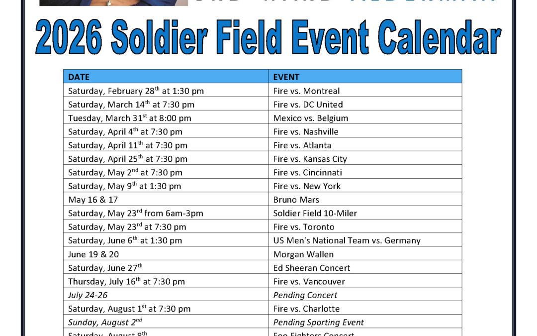 2026 Soldier Field Event Calendar